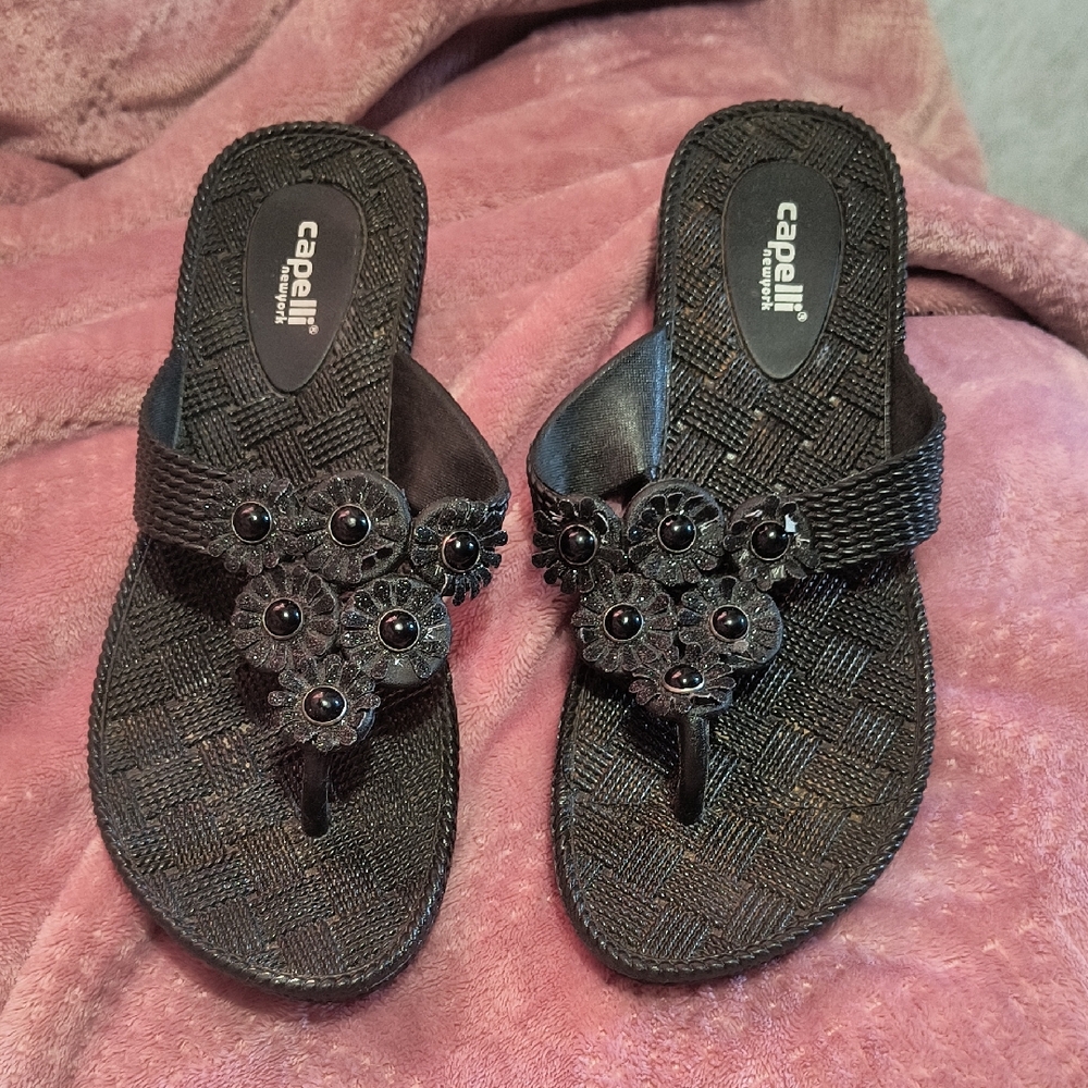 Capelli of New York Black Embellished Sandals